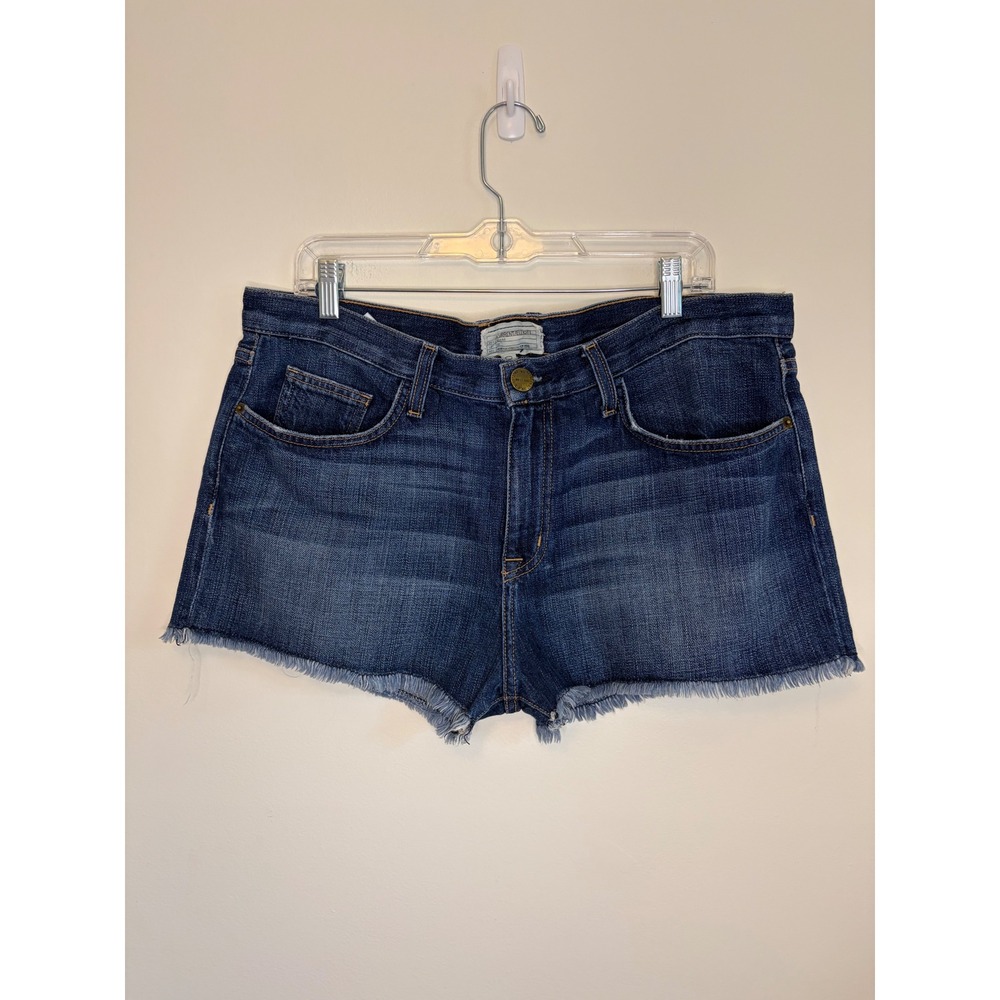 Current Elliott The Boyfriend Shorts Dark Wash Raw Hem Denim Cut Offs jorts 31